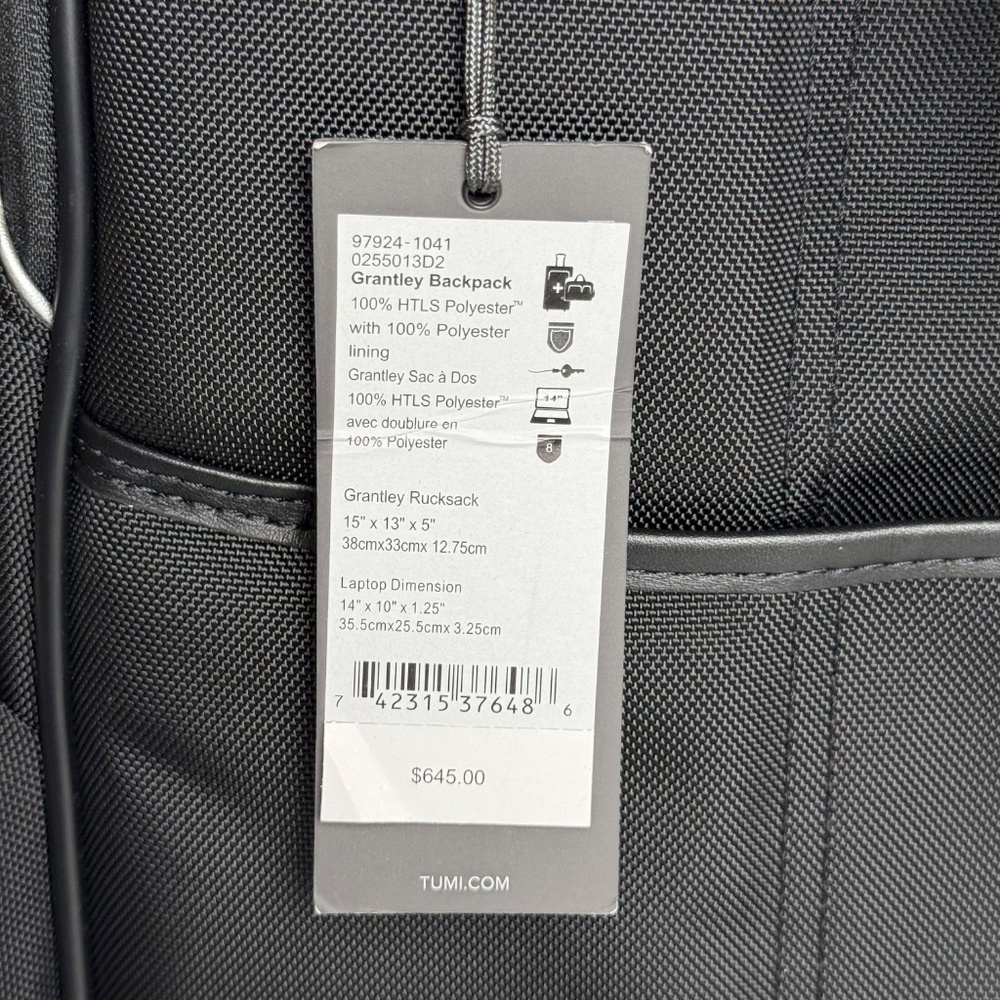 Tumi Mens Black Arrive Travel Grantley Backpack - Picture 13 of 16
